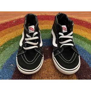 Vans Old Skool Off the Wall Hi Top Shoe Black and White Boys Size 10